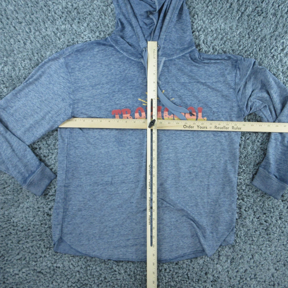 C&C California 衬衫女式中号蓝色图案 T 恤 Tropicool 长袖连帽 — 第 3/4 张图片