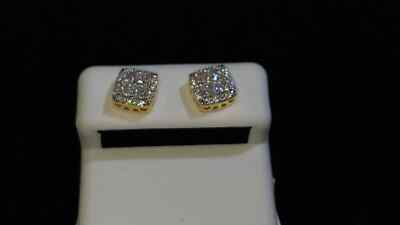 1Ct Round Cut White Moissanite Men's Stud Earrings 14K Yellow Gold Plated