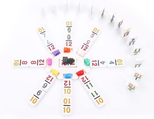 KAILE Mexican Train Dominoes with Numbers, Color Double 12 Numerical Number Set - Picture 3 of 6