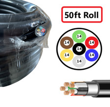 7 Pin Heavy Duty Extension Cord For Wired Tow Lights 6 Wire Cable 50ft