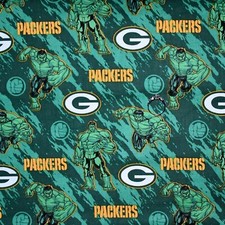 BonEFul Fabric FQ Cotton Quilt Green Bay Packers NFL Football Hulk Super Hero US