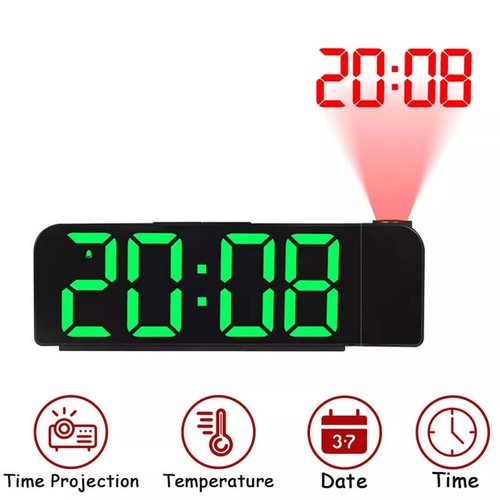 Digital LED Projection Alarm Clock Temperature Snooze Dimmer Ceiling