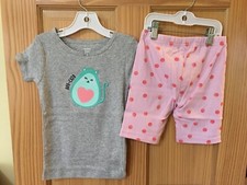 New Carter's Girls Avocado Cat Pajama Set Snug fit Shorts many sizes