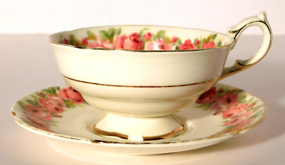 Vtg. Royal Doulton Ruby Rose Cup and Saucer As-Is