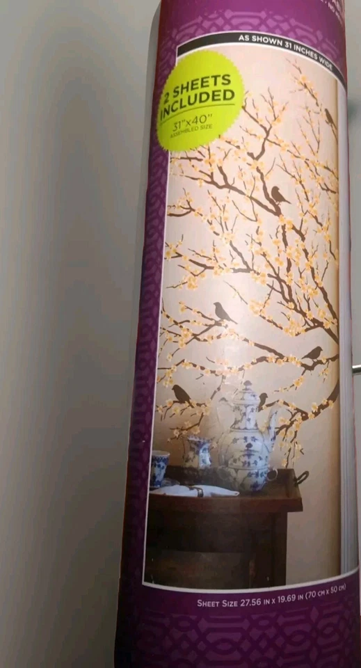 Blossom Tree With Birds Wall Decals 31”X40” 2 Sheets New Open Box Repositionabe - Image 4 of 4