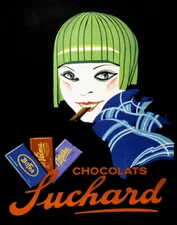 POSTER SUCHARD CHOCOLATS 1929 SWITZERLAND GIRL GREEN HAIR VINTAGE REPRO FREE S/H