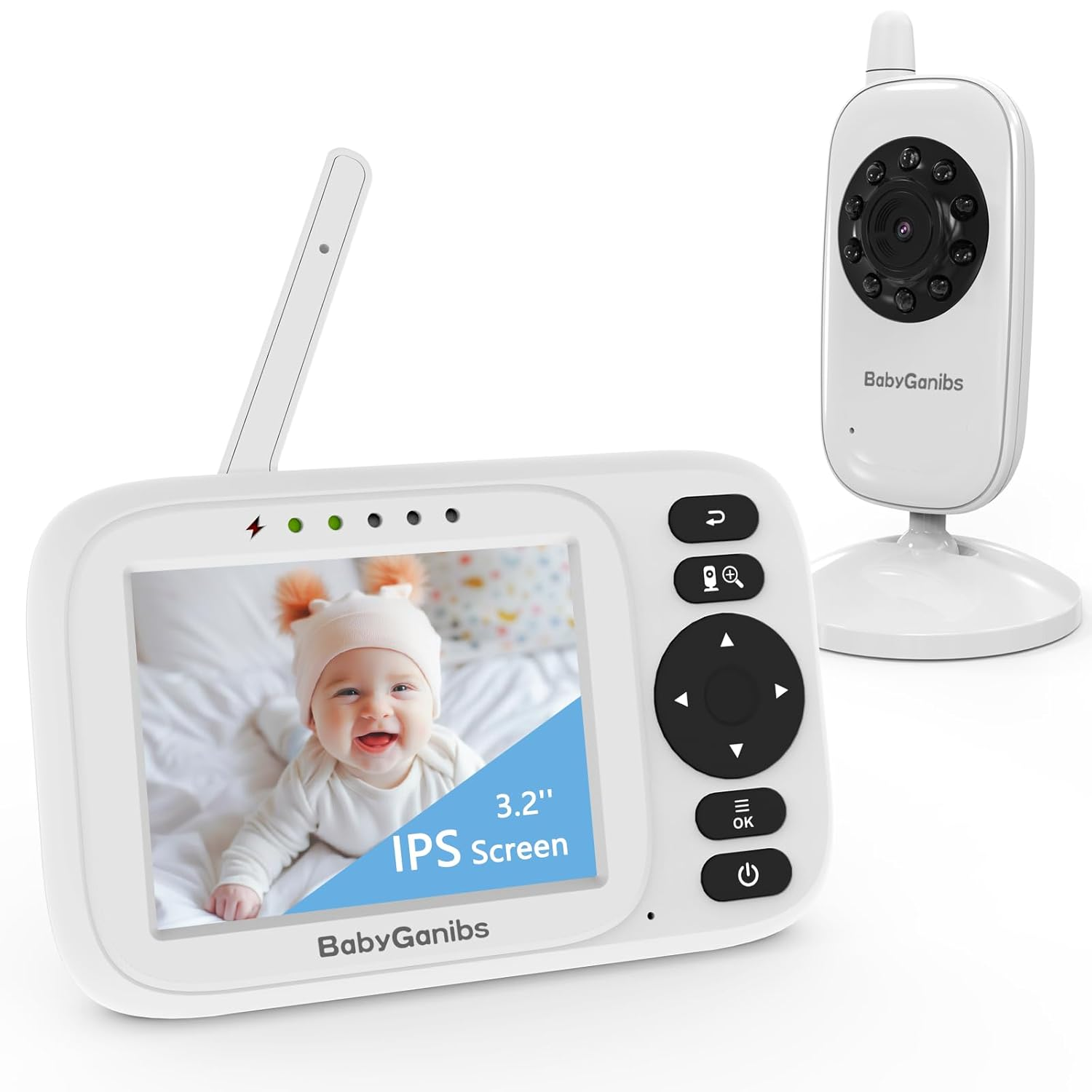 Baby Monitor with Camera and Audio, 3.2'' IPS Portable Baby Monitor No Wifi with