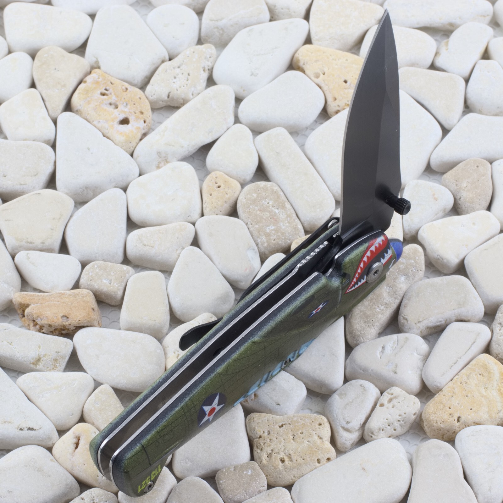 Elitedge Green Fighter Plane A/O Linerlock Folding Knife