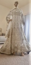 Pakistani Long Frock Chiffon - Stitched. Small XL