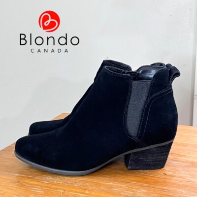 Blondo Victory Waterproof Suede Ankle Boots 7 Black $130 Side Zip Cushioned