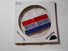 1-1/4" Brooks unknown location and office litho tab pinback button