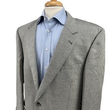 Jos A Bank Silk Camelhair Gray Herringbone Blazer Sport Coat Jacket Mens 46L