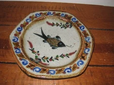 Tonala Mexican Pottery Fish Jorge Wilmot Hexagon Plate Signed W