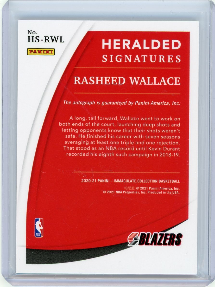 2020-21 Panini Immaculate Heralded Signatures #HS-RWL 2020-21 Panini Immaculate Heralded Signatures #HS-RWL