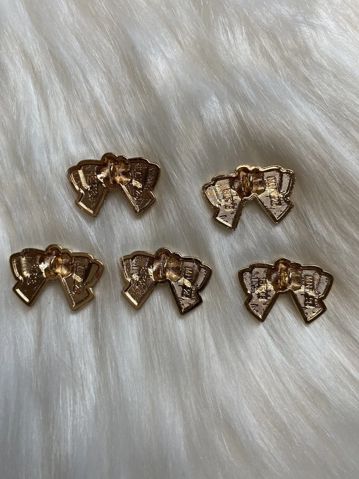 Black Camellia Flower Bow buttons Gold Color Lot Of 5 New DIY Sewing - Image 2 of 4
