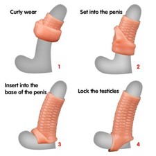 Thick Penis Extender Sleeve Extension Male Girth Enhancer Enlarger W/strap Men