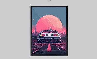 Delorean - Back To The Future Model | Digitally Hand Drawn Automotive Artwork