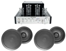 BluTube Tube Amplifier/Home Theater Receiver 4 6.5" Black Ceiling Speakers