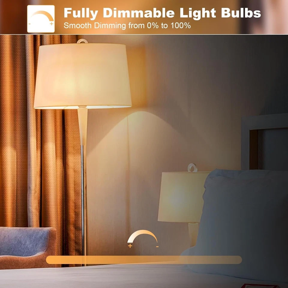 Diodesy 4PK A19 Filament Light Bulb All Dimmer 4.5W 40W E26 2100K 410LM CRI90 - Image 3 of 3