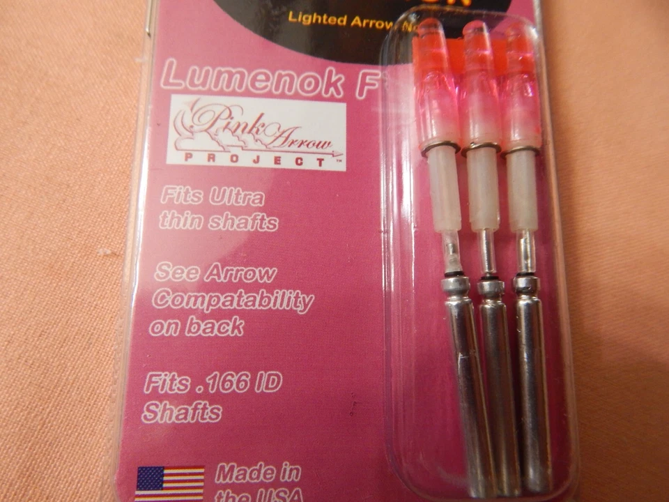 NEW Burt Coyote Lumenok Lighted F Nocks: 3pk: Pink F3P: Fits .166" ID Shafts - Image 2 of 4