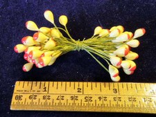 Vintage Millinery Flower Stamen Yellow Red Bunch for Hat  Hair Y56A