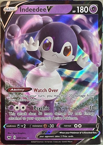 Indeedee V Ultra Rare - 091/202 - Sword & Shield Base Pokemon 2020