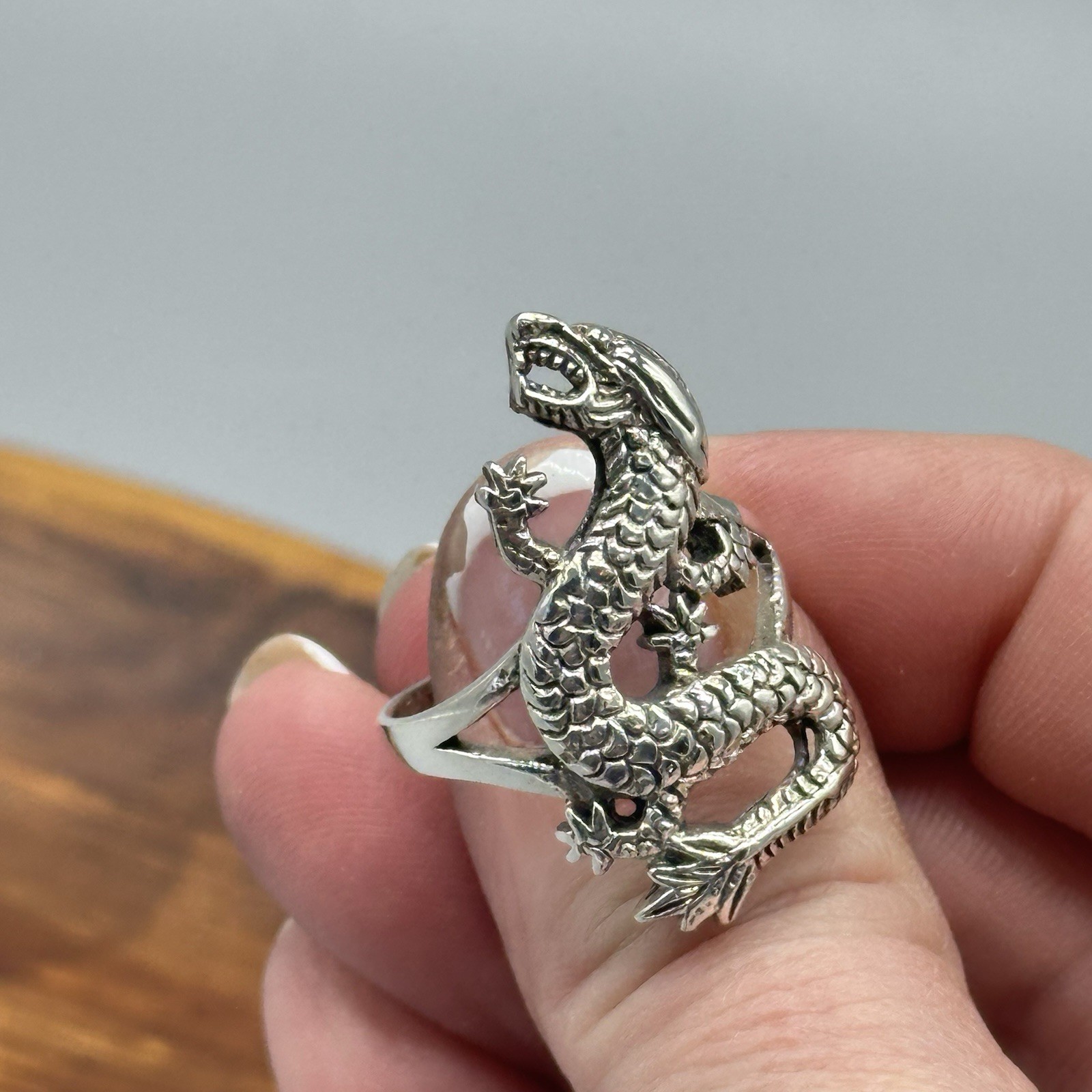 Sterling Silver 925 Dragon Statement Ring LOTR My… - image 3