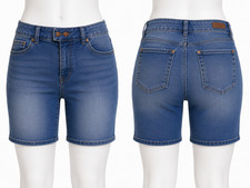 Judy Blue Denim Shorts Womens 1XL Med Blue High Rise Stretch Tummy Control