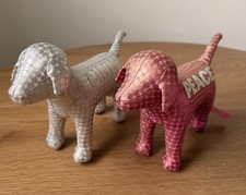 Set of 2 Rare Collectible Victoria  s Secret PINK Metallic Polka Dot Dogs