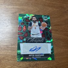 2024-2025 Panini Mosaic Scripts Penmanship Justin Champagnie Green Ice Prizm