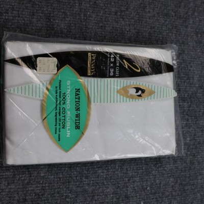 Vintage Penneys Nation Wide Strong Muslin Pillow Cases 42x36 100% Cotton Set 2