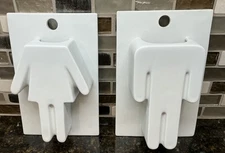 Crate and Barrel CB2 White Wall Pocket Art Vases Un Homme and Une Femme New