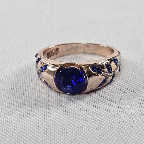 925 Sterling Silver Ring w/ Sapphire & Diamond Looking Stones 3.91gr Sz 7 READ⬇ - Picture 5 of 9