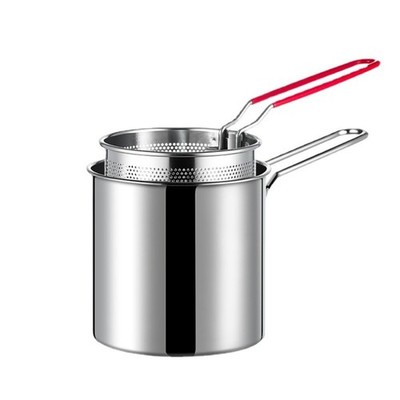 Kleine 304 Edelstahl Mini Friteuse Topf Ölspar Bratpfanne für Zuhause