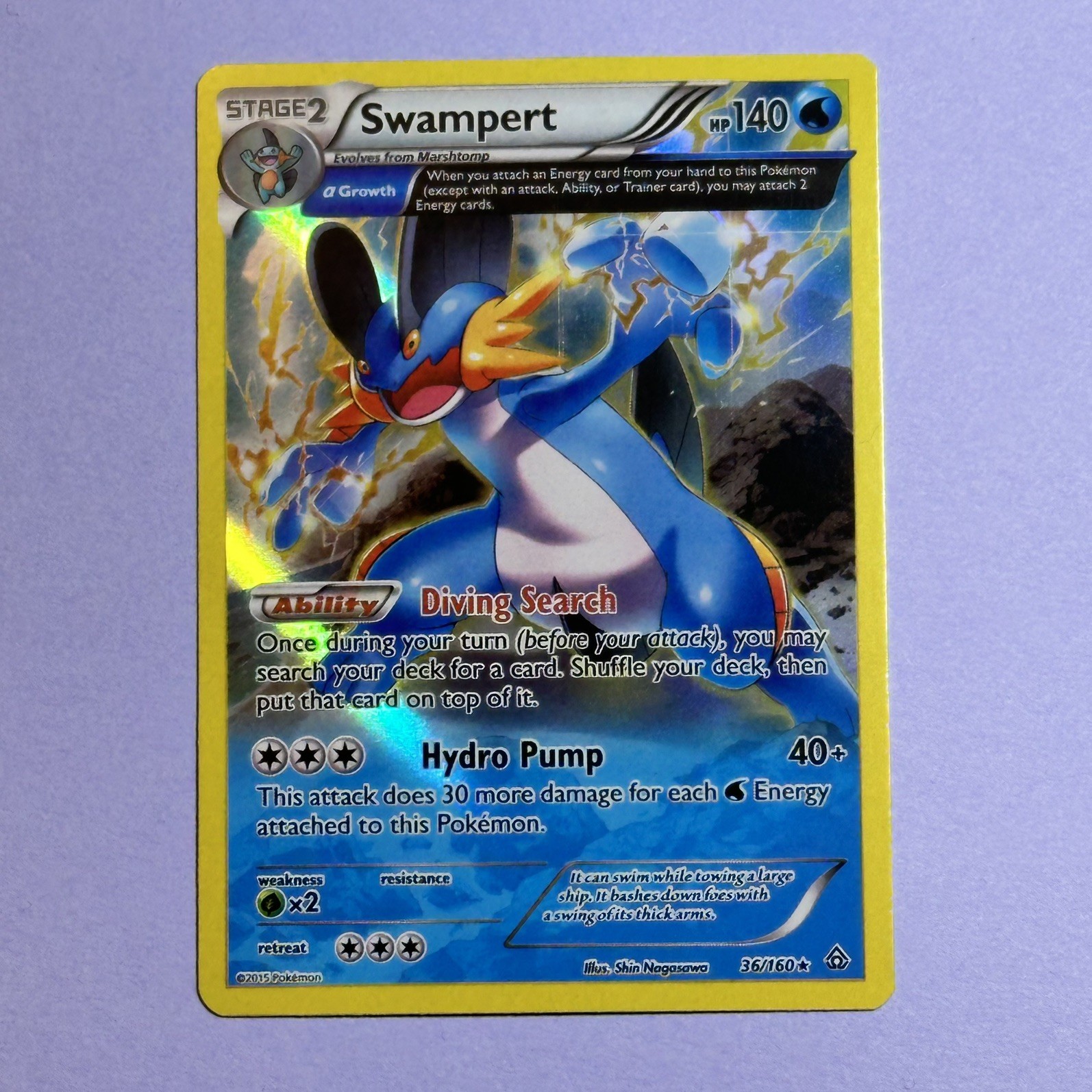 2015 XY Primal Clash Swampert Full Art Holo Card 36/160 - Ungraded NM