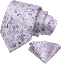 Mens 3.15inches Flower Patterned Tie with Floral Printed Pocket Square