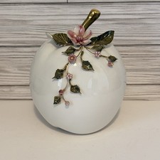Figura De Colección Creazioni BC Porcelana Italiana Calabaza Manzana Oro Capodimonte Italia