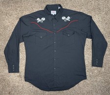Ely Diamond Pearl Snap Shirt Men Sz Large Cowboy Embroidered Country Music VTG