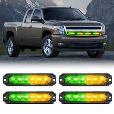4 Pcs Amber Green Led Strobe Lights Sync Feature Surface Mount Universal Fit 12-