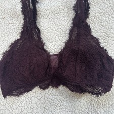 Aerie Bralette Lacey Maroon Medium Flower Print