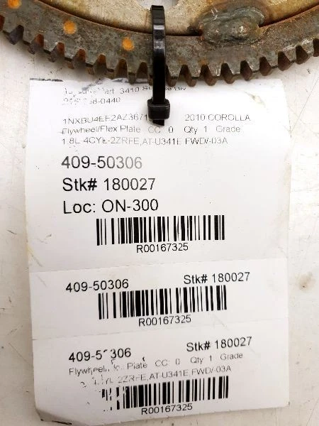 09-17 TOYOTA COROLLA 1.8L 4 CYL FWD AUTOMATIC TRANSMISSION FLYWHEEL / FLEX PLATE - Image 3 of 4