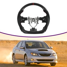 For 2008-14 Subaru Impreza Steering Wheel Sti Wrx Hydro Carbon Fiber Red Stripe