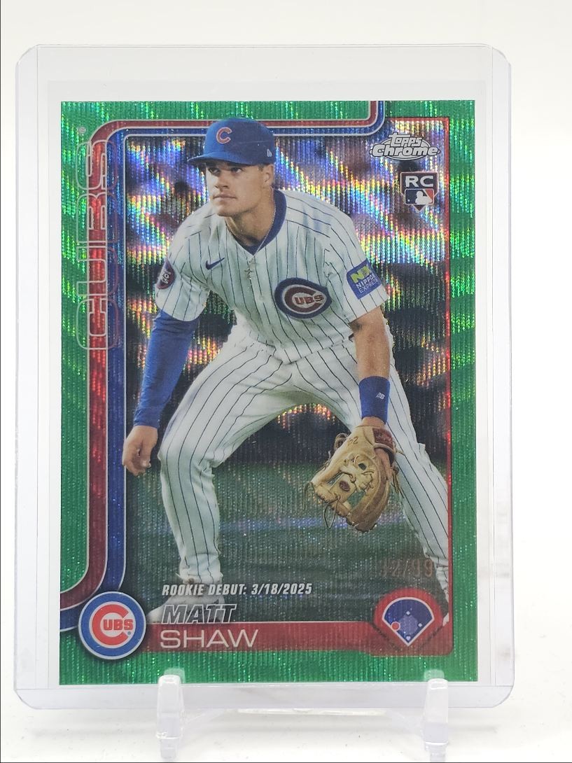 MATT SHAW 2025 TOPPS CHROME UPDATE ROOKIE DEBUT GREEN WAVE RC /99 Q5451