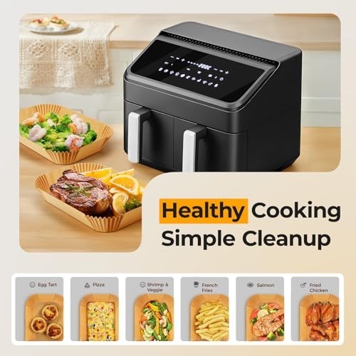 400 Pcs Disposable Air Fryer Liners, 8x5.5 Inch Parchment Sheets, Non-Stick Baki - Afbeelding 5 van 8