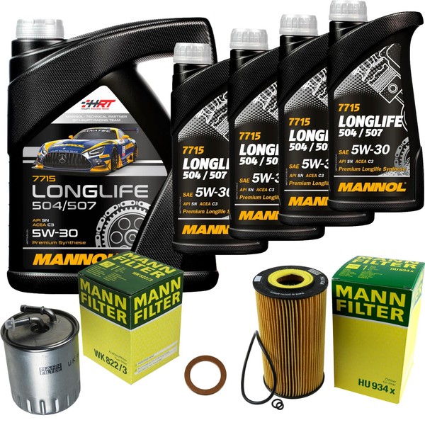 Inspektionspaket 9L Mannol Longlife 5W-30 FüR Mercedes W163 ML 400 CDI W463 G E-image