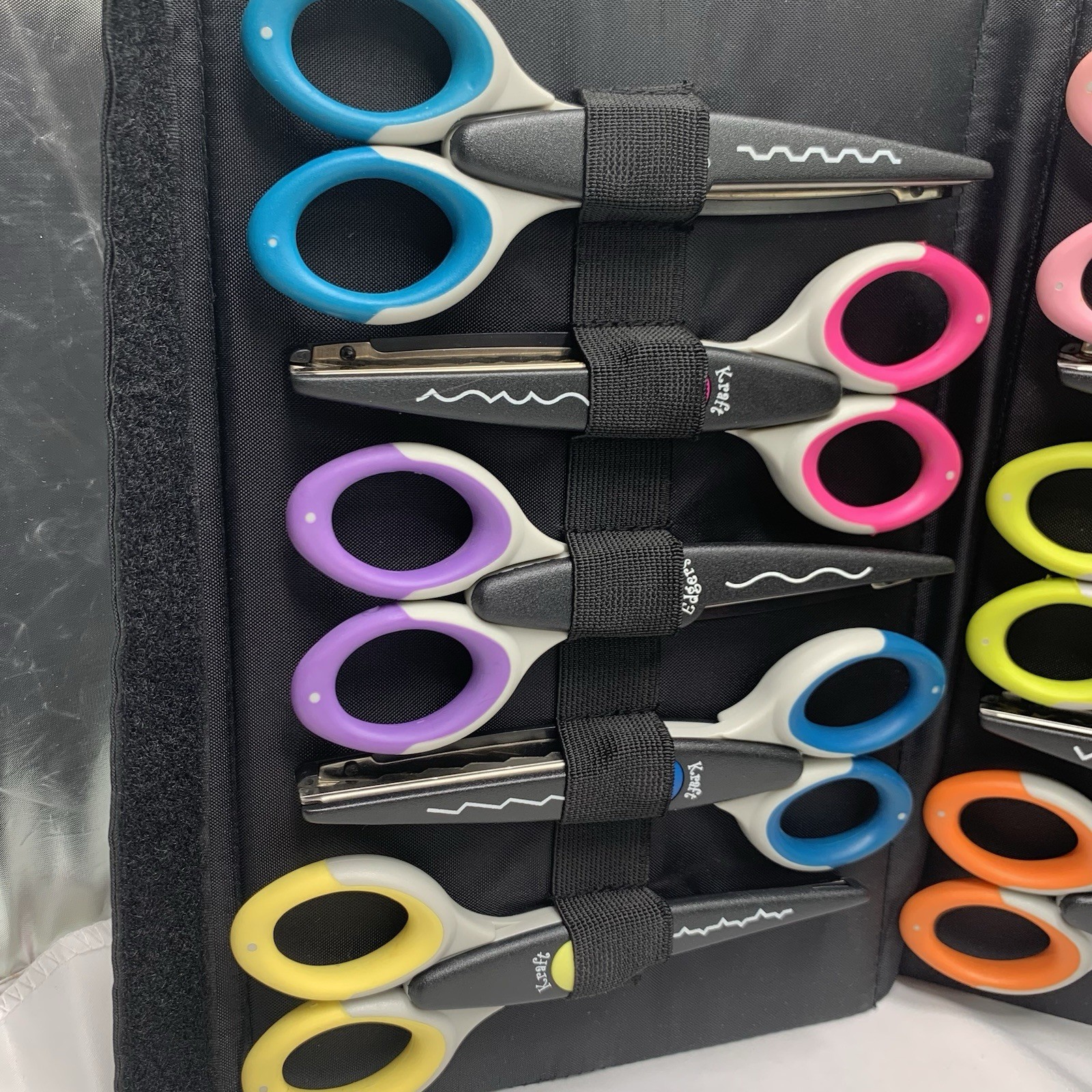 Kraft Edgers Craft Scissors Set of 20 Ultra Grip with Stand / Holder Paper Craft