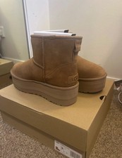 Platform mini uggs, classic, sand/beige/brown, new with box, 