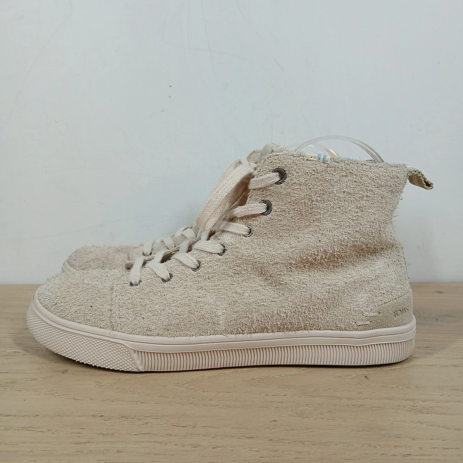 TOMS TRVL LITE Sneakers Womens 8 Tan Suede High Top Lace Up Casual