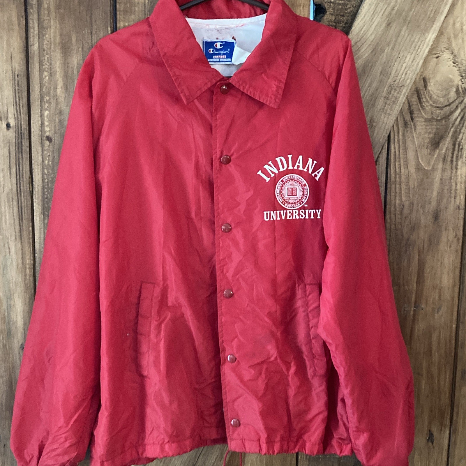 Vintage Indiana Hoosier Champion Red Jacket Windbreaker Men’s XL Very Good Shape