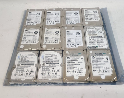 Mixed Lot of 12 Dell HP IBM HPE 300GB 2.5'' SAS Hard Drives